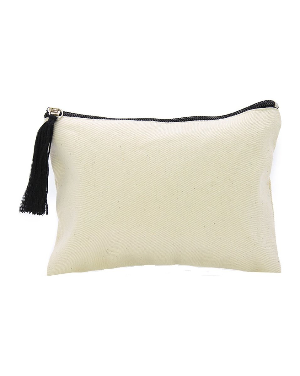 Canvas Zip Pouch with Tassel - Natural