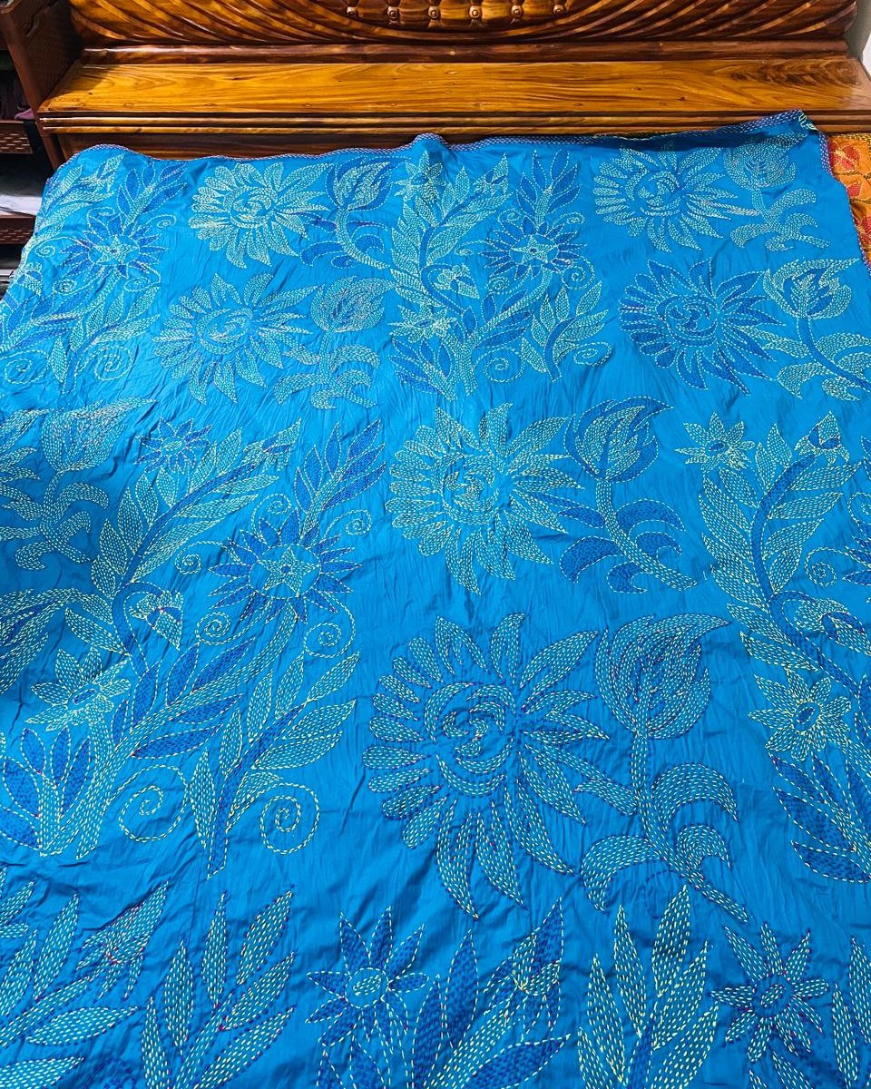 Nakshi Kantha Bedspread - Sunflower
