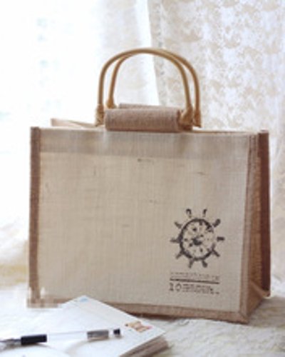 Jute Handbag with Cane Handles