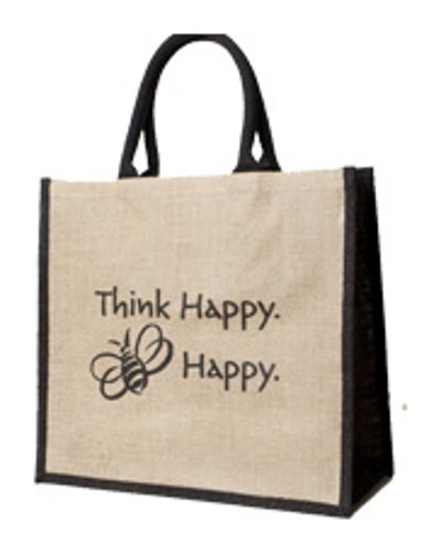Think Happy Bee Happy Jute Tote