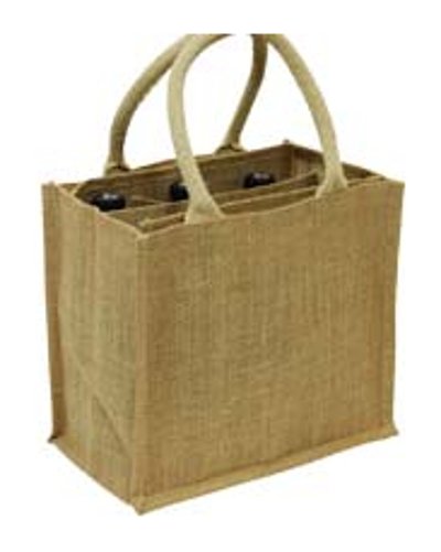 Jute Wine Bottle Carrier with Dividers