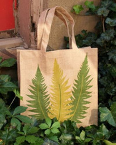 Fern Print Jute Tote
