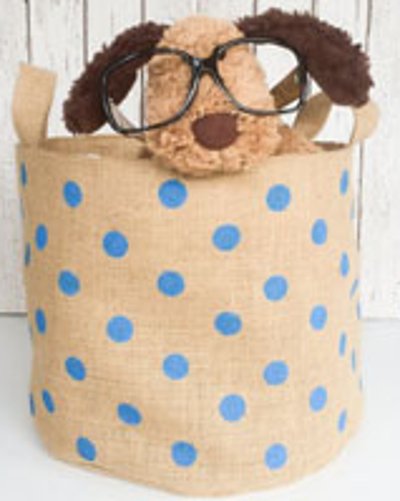 Polka-Dot Jute Laundry Basket